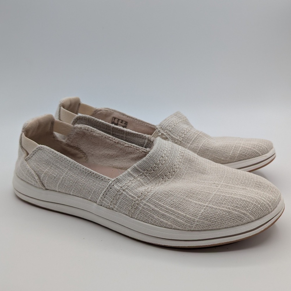 Clarks Cloudsteppers Womens 8.5 M Stone Metallic Textile Slip On Loafers